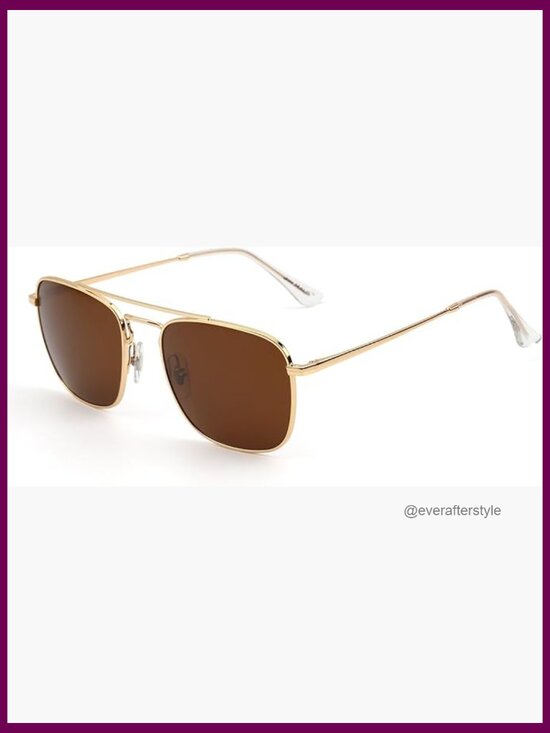 Retro Square Aviator Sunglasses Premium Glass Lens Flat Metal Eyewear main image 4